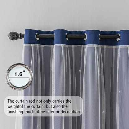 Anytime Romantic Kids Curtain, Hollow-Out Stars Window Curtain Double Layer - Image 3