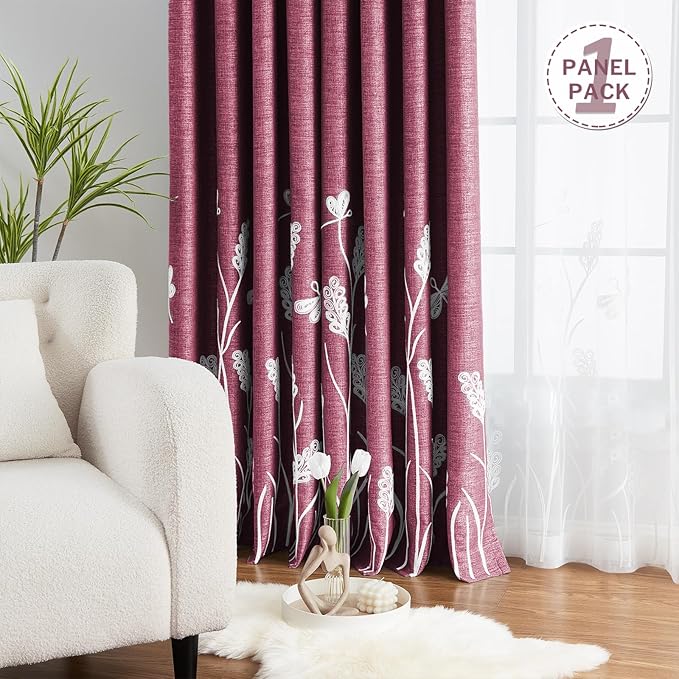 Melodieux Wheat Embroidery Linen Room Darkening Curtain - Image 5