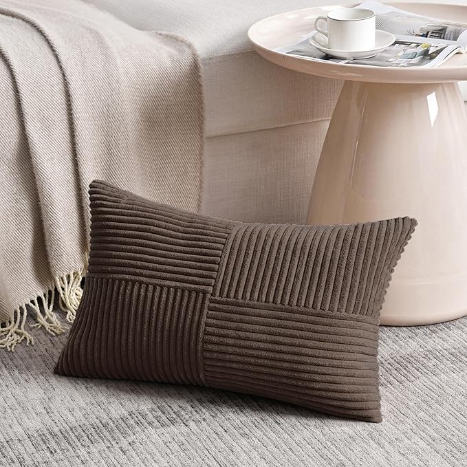 Fancy Homi 2 Packs Dark Brown Lumbar Decorative Throw Pillow Covers 12x20 Inch - Image 2