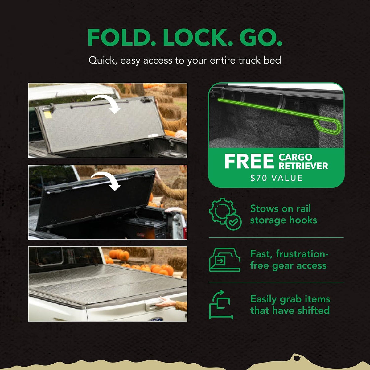 gator efx hard tri-fold truck bed tonneau cover on a desk or shelf