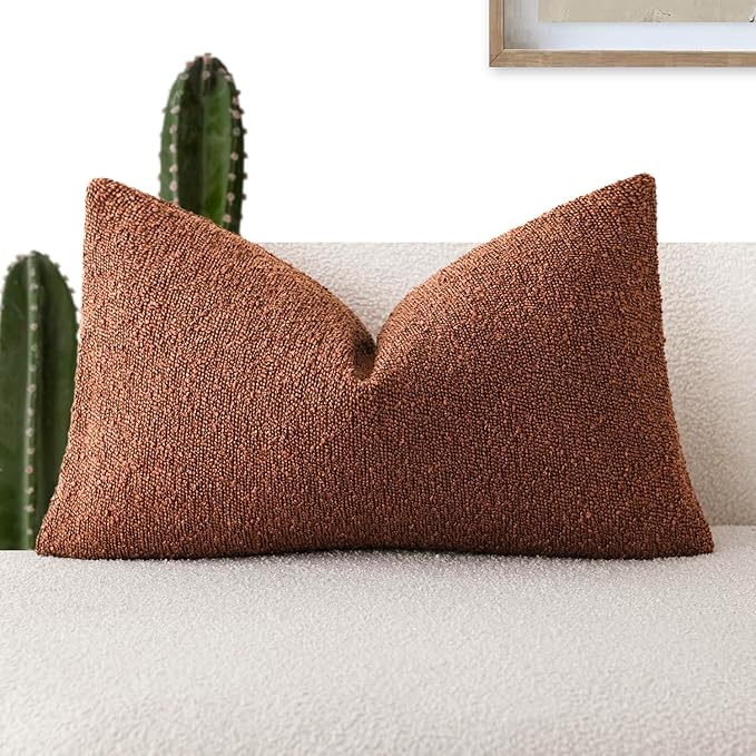 Foindtower Decorative Textured Boucle Throw Pillow Covers Accent Solid Lumbar by Foindtower