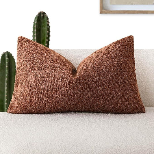 Foindtower Decorative Textured Boucle Throw Pillow Covers Accent Solid Lumbar by Foindtower