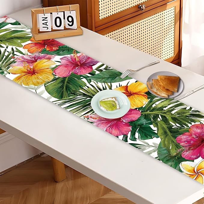 Exotic Beauty Table Runner – 13x72 Inch Tropical Hibiscus Floral Table Decor - Image 7