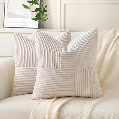 Beige Throw Pillow Covers 26x26 inch, Farmhouse Home Decor, Boho Decorative by Unknown