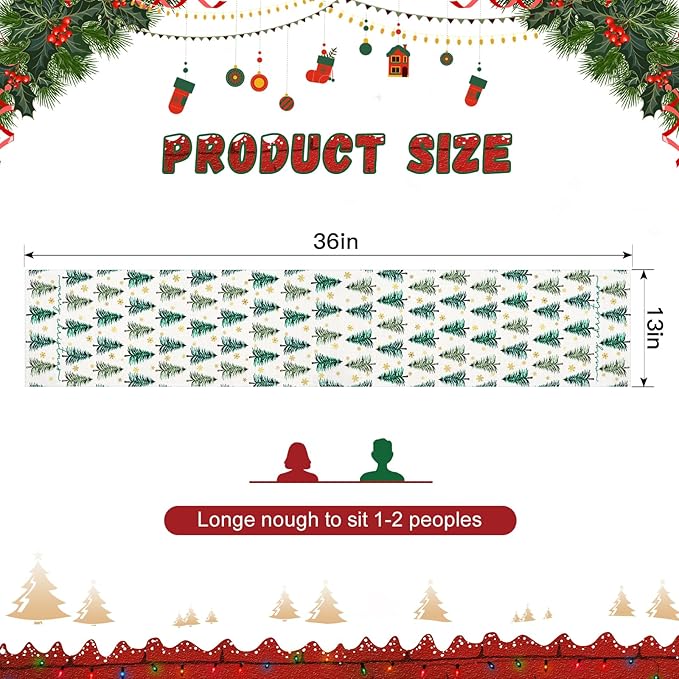 OTOSTAR Golden Snowflake Christmas Tree Merry Christmas Table Runner, Xmas - Image 5