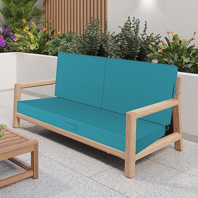 Outdoor Loveseat Cushion Set 46 x 26 Inch, Waterproof & Fade-Resistant Deep - Image 3