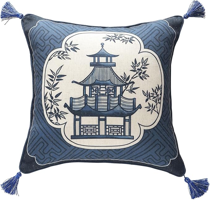Chinoiserie Throw Pillow Covers, Classic Chinoiserie Blue and White by bilingaier