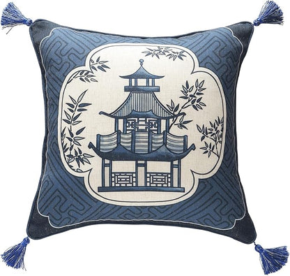 Chinoiserie Throw Pillow Covers, Classic Chinoiserie Blue and White by bilingaier