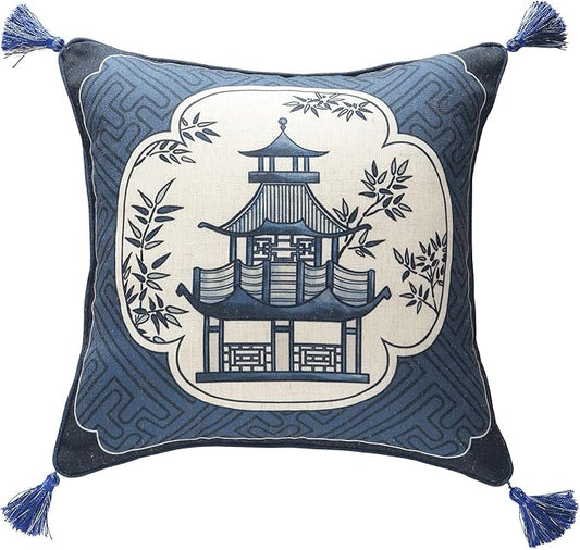 Chinoiserie Throw Pillow Covers, Classic Chinoiserie Blue and White by bilingaier