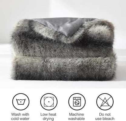 HORIMOTE HOME Luxury Faux Fur Throw Blanket, Non-Shedding 50"x60" Fur Blanket - Image 4