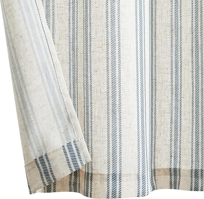 jinchan Striped Valance Farmhouse Window Treatment Linen Textured Drapes - Image 7