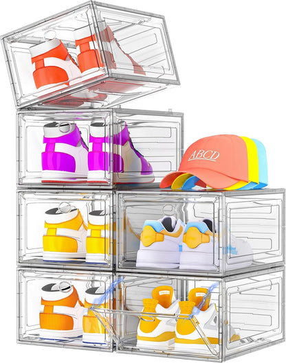 sturdy clear shoe organizer with magnetic door, stackable, main product view