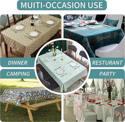 Rectangle Table Cloth, 100% Waterproof Tablecloth OilProof SpillProof Vinyl - Image 7