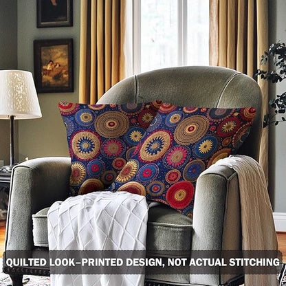 Mandala Circle Printed Pillow Covers 18x18 Set of 2 | Boho Decorative Throw - Image 2