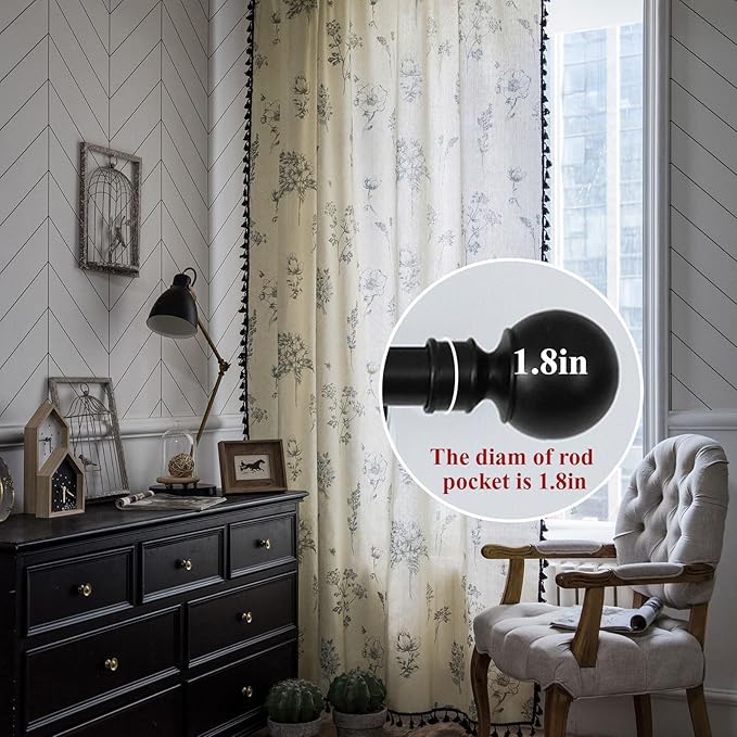 Boho Curtains 84 Inch Length 2 Panels Farmhouse Living Room Semi Sheer Drapes - Image 2