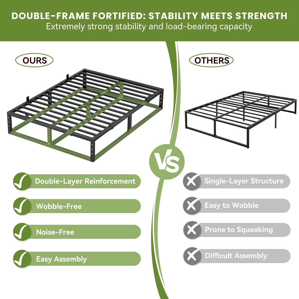 kind bed frame 6 inch,metal platform bedframe upgrade showing dimensions
