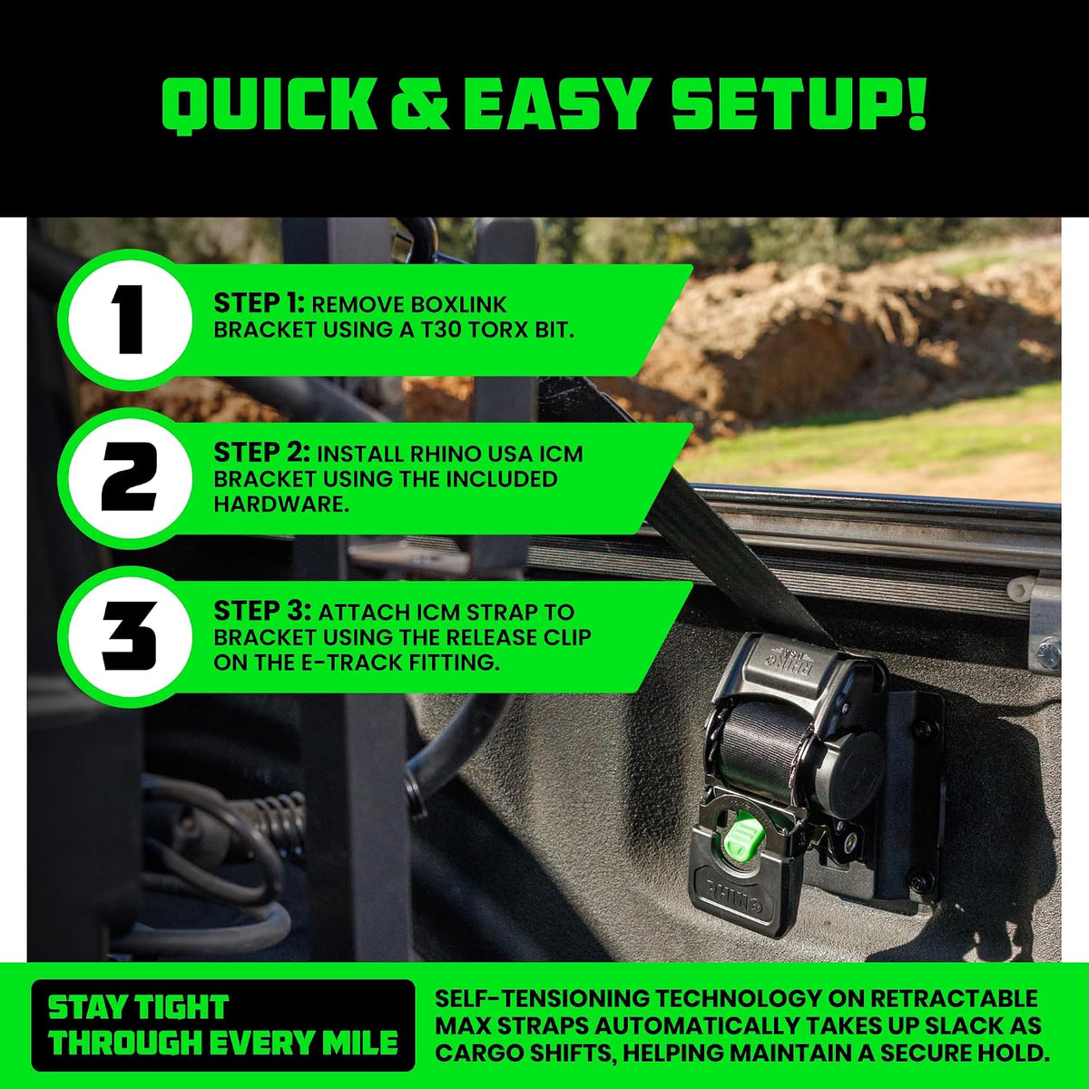 rhino usa bed-mounted retractable ratchet straps - for on a desk or shelf