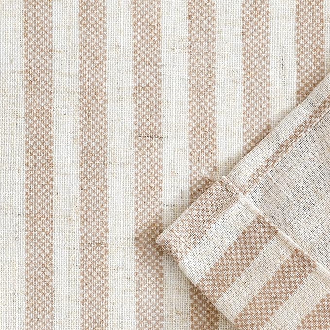 jinchan Tie Up Linen Textured Striped Bow Tie Curtain - Image 8