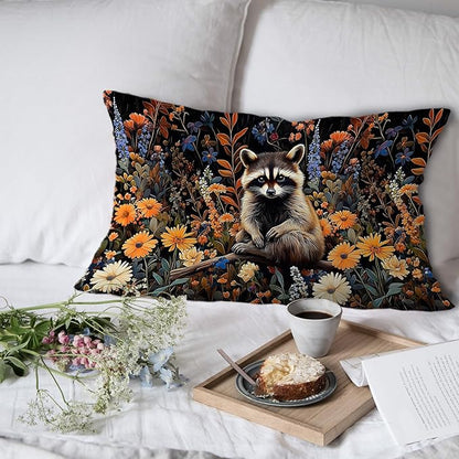Moody Floral Raccoon Pillow Covers 12x20, Gifts - Image 4