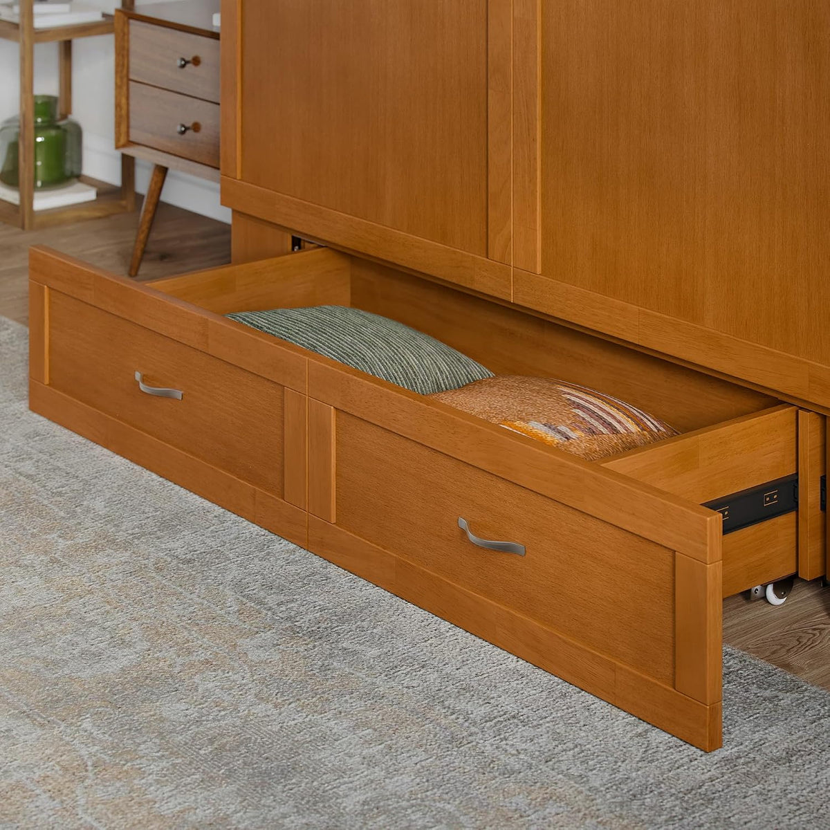 afi, hamilton queen murphy bed chest with 6" on a desk or shelf