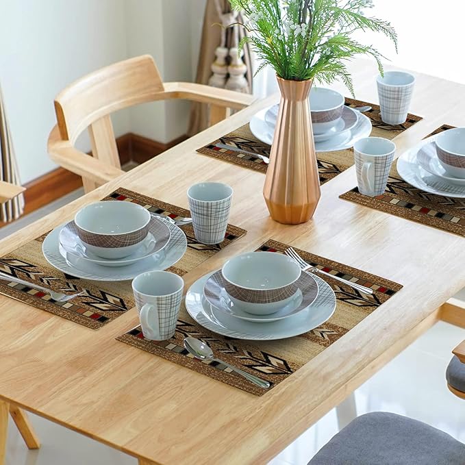 Giwawa Southwestern Placemats Rustic Tribal Geometric Decorative Table Mat - Image 7