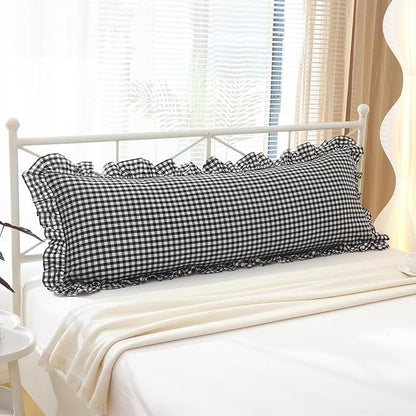 Black White Plaid Gingham Body Pillow Cover by KMASANIJI