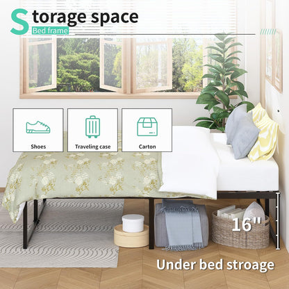 lutown-teen queen bed frame 18 inch with heavy, close-up detail