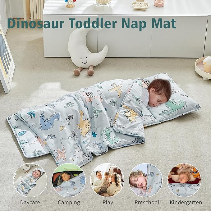 Toddler Nap Mat with Removable Pillow, Ultra Soft Slumber Bags - Image 4