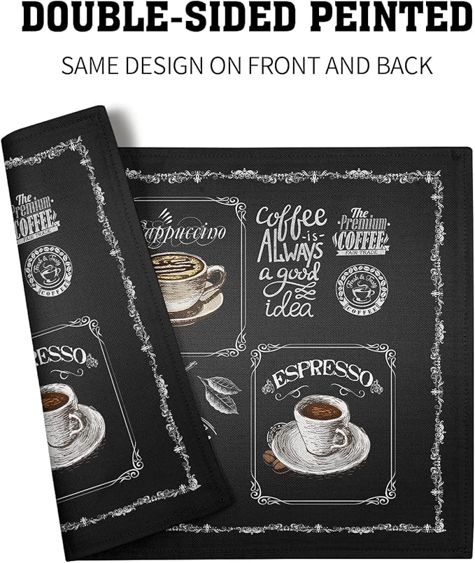 Giwawa Coffee Placemts Set of 4, Washable Heat-Resistant Linen Placemats - Image 5