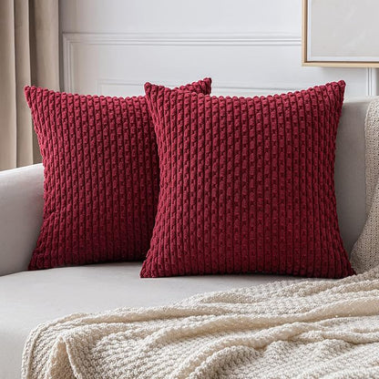MIULEE Christmas Wine Red Throw Pillow Covers Soft Corduroy Decorative Set of 2 - Image 7
