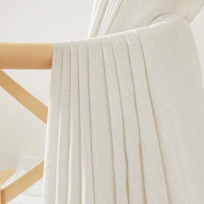 NICETOWN Natural Linen Curtains & Drapes 96 inches Long 2 Panels Set, Rod - Image 8