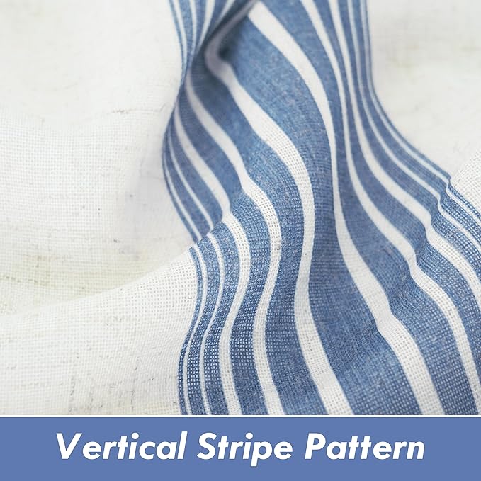 DriftAway Farmhouse Vertical Striped Linen Blend Textured Light Filtering Semi - Image 3