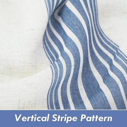 DriftAway Farmhouse Vertical Striped Linen Blend Textured Light Filtering Semi - Image 3