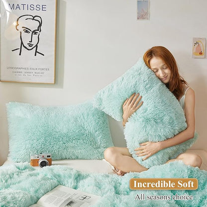 XeGe Faux Fur Throw Pillow Cases, Plush Shaggy Ultra Soft Pillow Covers - Image 5