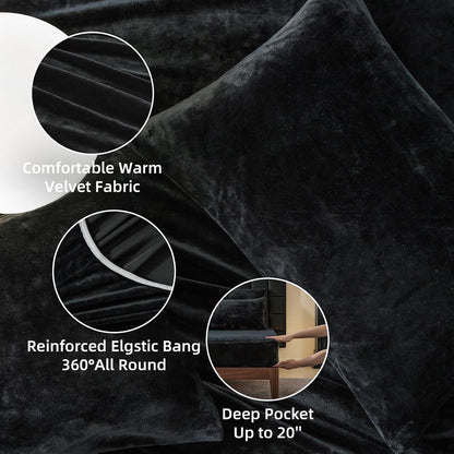 warmdern velvet fitted sheet and pillowcase set 3, close-up detail