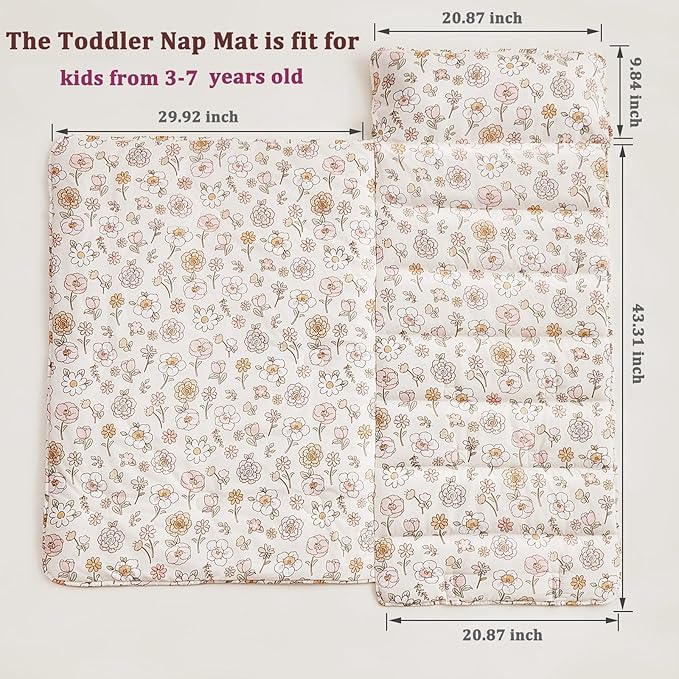 Toddler Nap Mat with Removable Pillow, Ultra Soft Slumber Bags - Image 6