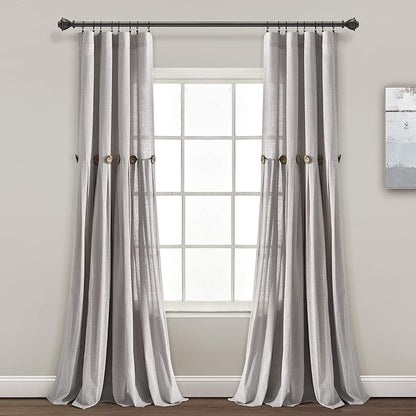 Lush Decor Linen Button Window Curtain Panel by LushDecor