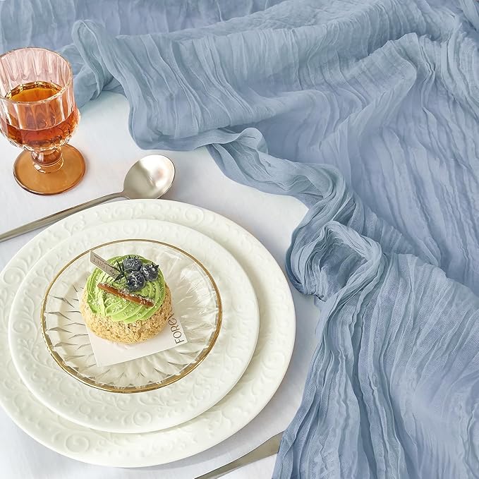 IVAPUPU 10 Pcs Cheesecloth Table Runner - 10ft Dusty Blue Boho Gauze Cheese - Image 2