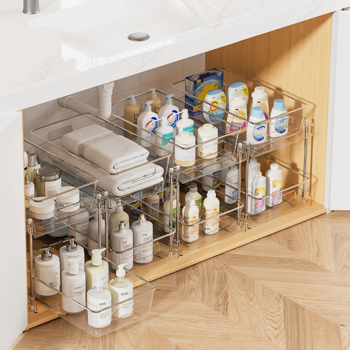 vtopmart 4 pack pull out bathroom under sink, main product view