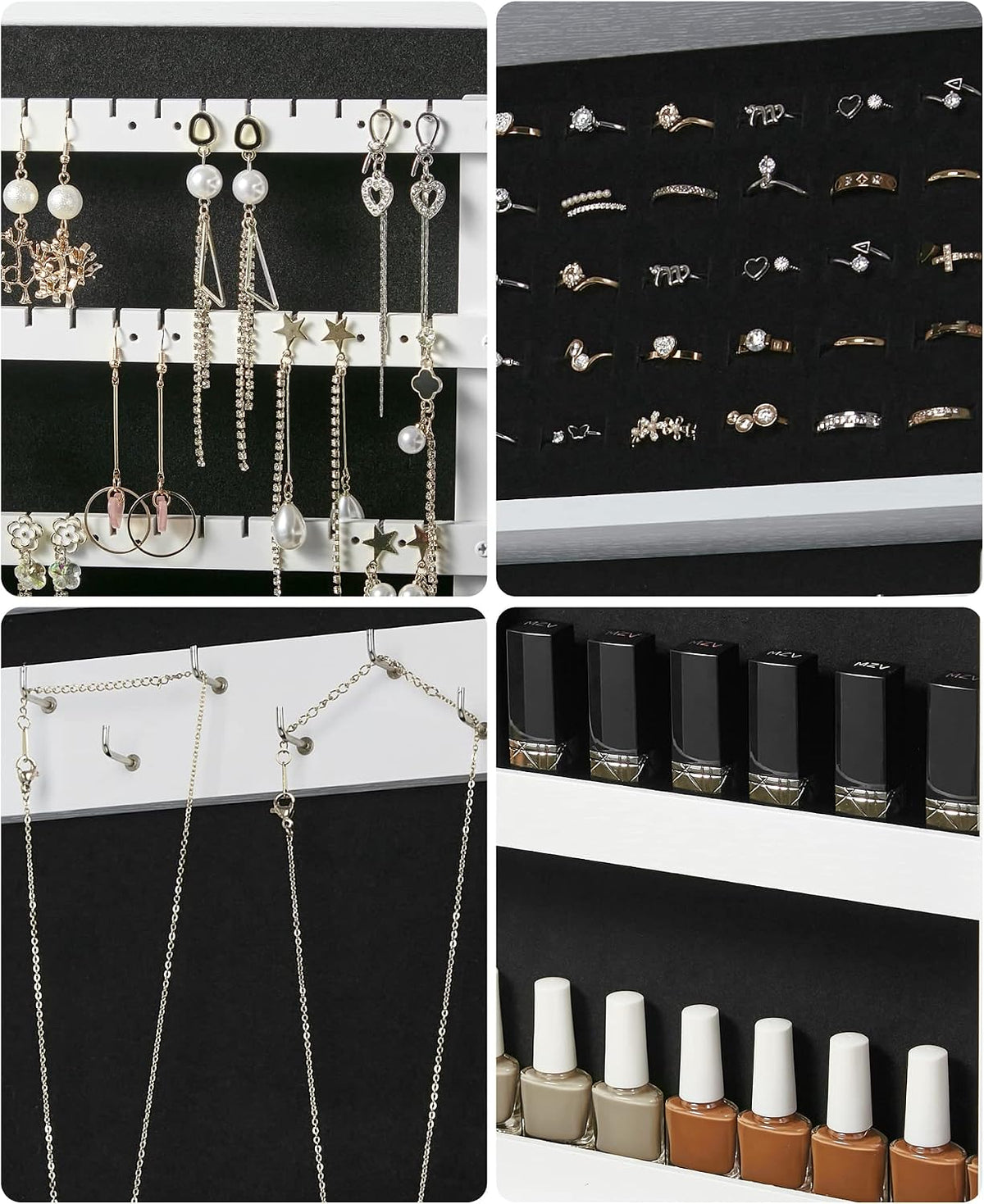 songmics lockable jewelry cabinet armoire with mirror, wall-mounted, package contents