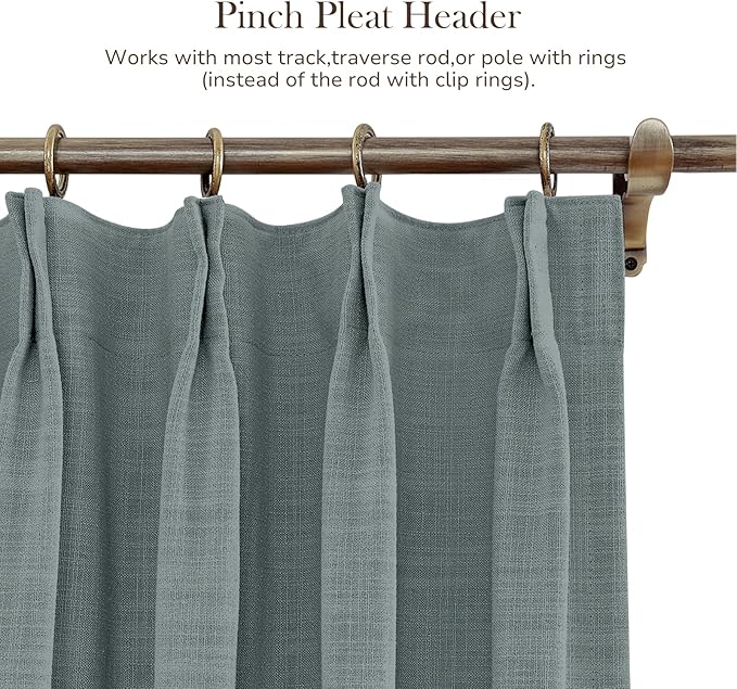 TWOPAGES 72 W x 84 L inch Pinch Pleated Curtain Room Darkening Linen Drapery - Image 4