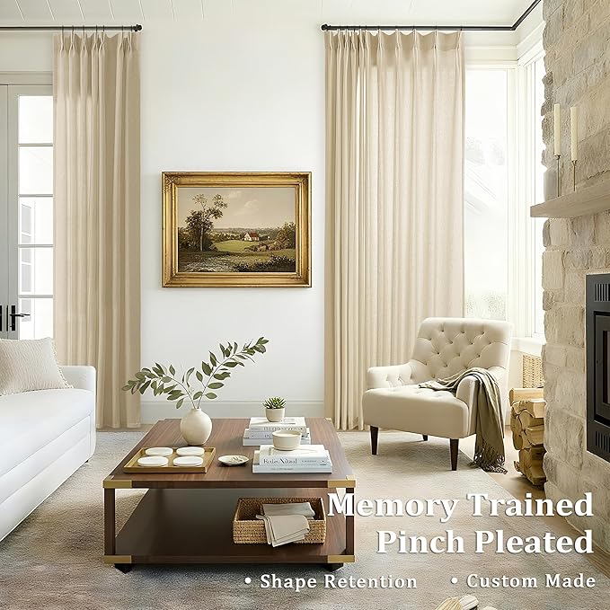Pinch Pleated Linen Sheer Curtains 120 Inches Long - Image 2