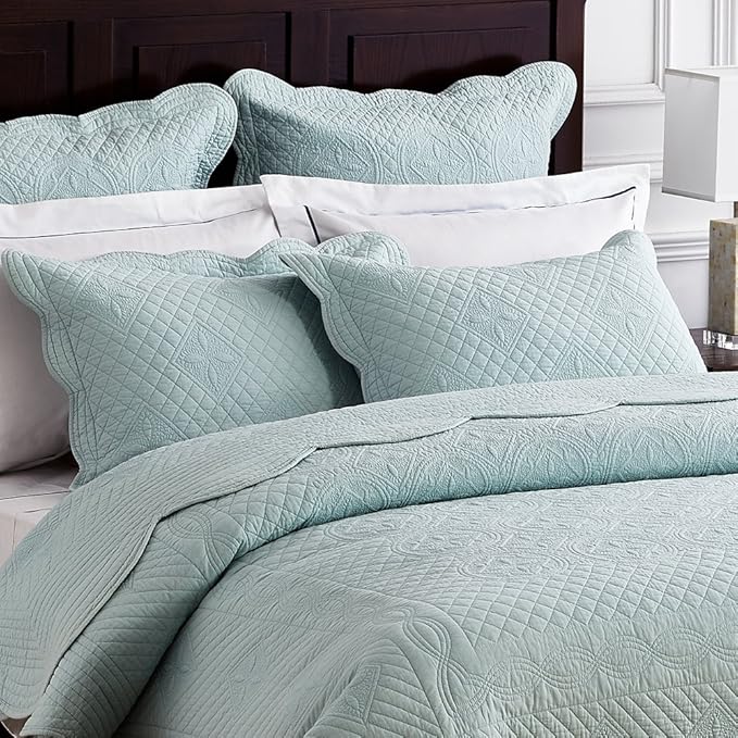 Sage Garden Luxury Pure Cotton Quilted Standard Pillow Sham 20" x 26" By Calla - Image 4