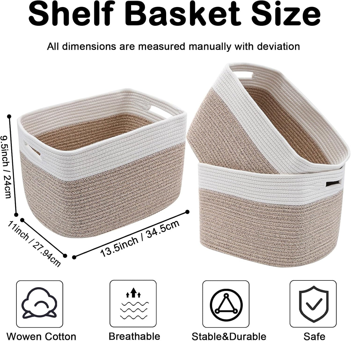 woven baskets,storage baskets for shelves with handles shown in use