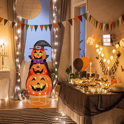 Lulu Home 3.5FT Light Up Halloween Decoration, Collapsible Stacked Pumpkins