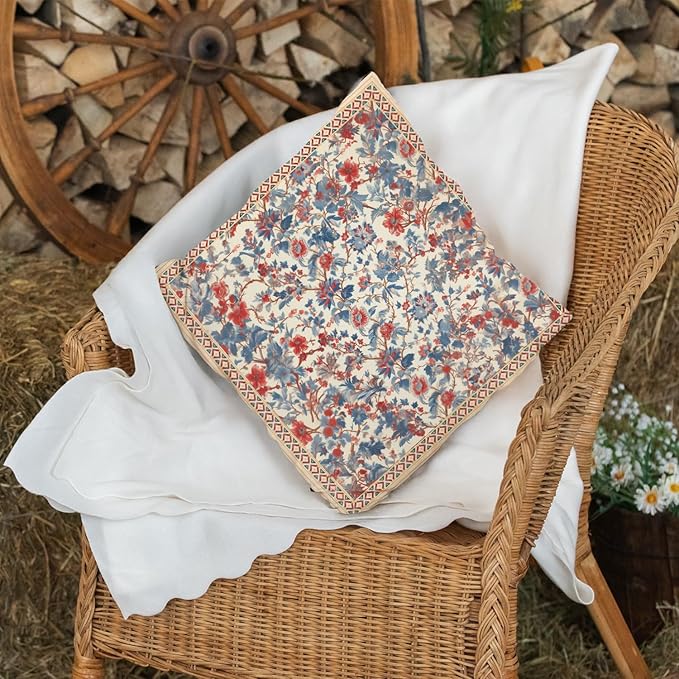 Bohemian Pillow Covers | Vintage Floral & Carpet Design | Double Sided Blue - Image 7