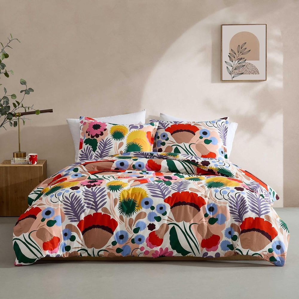 MARIMEKKO - Queen Duvet Cover Set with Shams, Cotton Percale