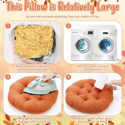 Fumete 12 Pcs Floor Pillows Cushions Seating 16 x 16 Inches Color Round Seat - Image 2