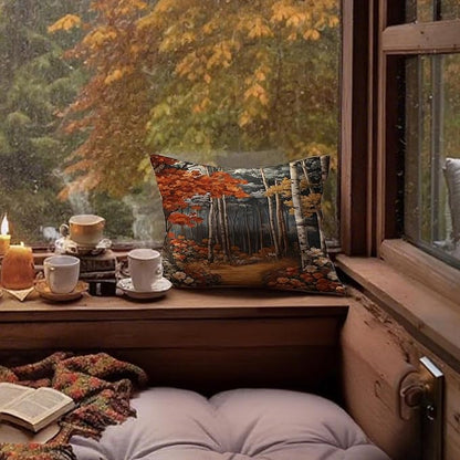 Rustic William Morris Inspired Autumn Forest Decor Throw Pillow Covers 18x18 - Image 3