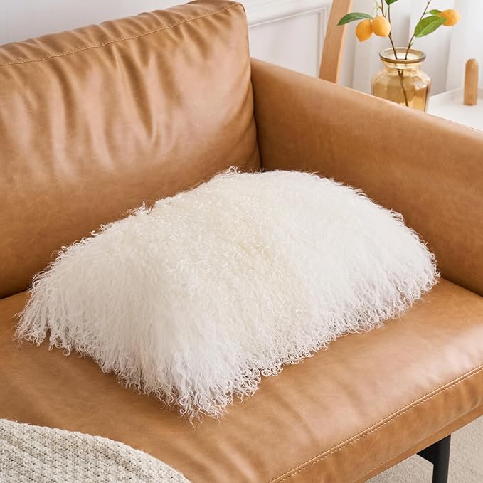 Genuine Mongolian Lamb Fur Pillow Cover – 12"x20" Rectangular Cushion Case – - Image 4